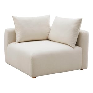 Pemberly Row Contemporary Cream Upholstered Modular Corner Chair