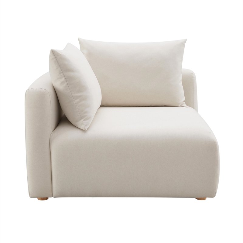 Pemberly Row Contemporary Cream Upholstered Modular Corner Chair