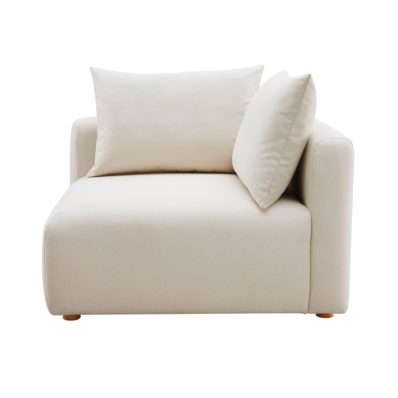 Pemberly Row Contemporary Cream Upholstered Modular Corner Chair