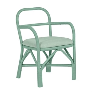 Pemberly Row Coastal Accent 19.1&quot Rattan Dining Chair in Green