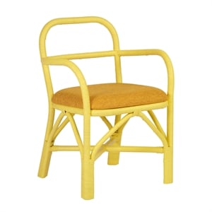 Pemberly Row Coastal Accent 19.1&quot Rattan Dining Chair in Yellow