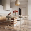 Pemberly Row Contemporary Upholstered Velvet Bar Stool in Taupe