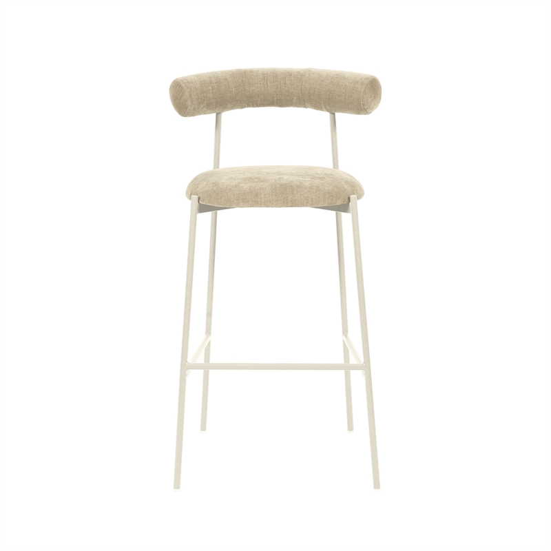 Pemberly Row Contemporary Upholstered Velvet Bar Stool in Taupe