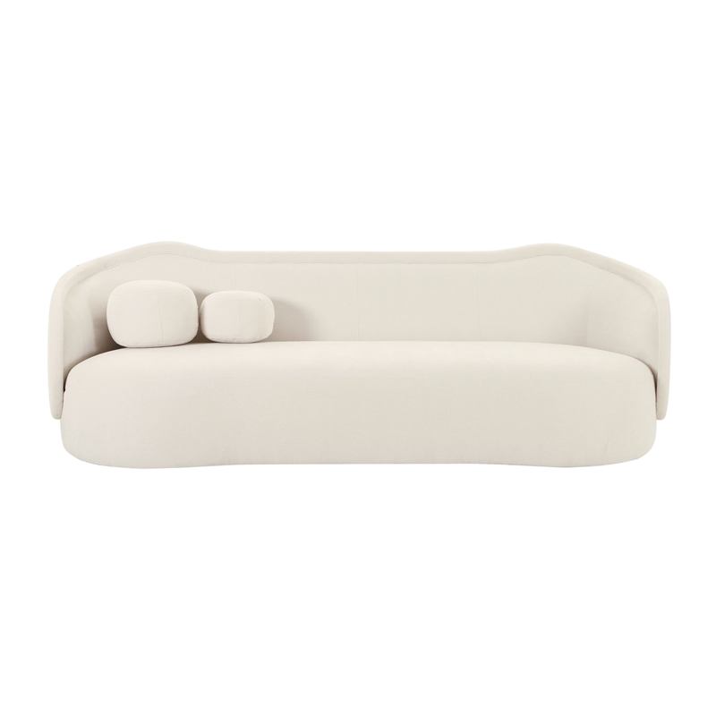 Pemberly Row Upholstered Velvet Sofa with Enveloping Arms in Cream