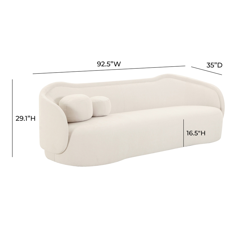 Pemberly Row Upholstered Velvet Sofa with Enveloping Arms in Cream