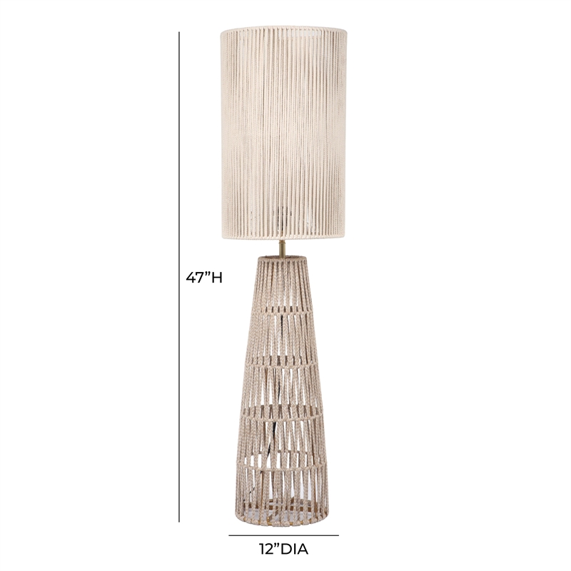 Pemberly Row Handmade Coastal Accent Cream Natural Jute Floor Lamp