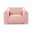Pemberly Row Striped Fabric Outdoor Armchair in Pearl and Red