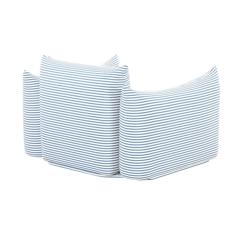 Pemberly Row Striped Fabric Outdoor Armchair in Pearl and Blue