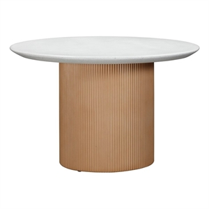 Pemberly Row Indoor / Outdoor Round Stone Dining Table in Terracotta