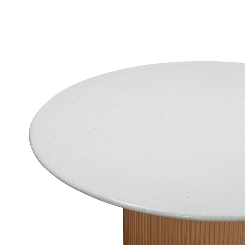 Pemberly Row Indoor / Outdoor Round Stone Dining Table in Terracotta