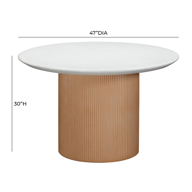 Pemberly Row Indoor / Outdoor Round Stone Dining Table in Terracotta