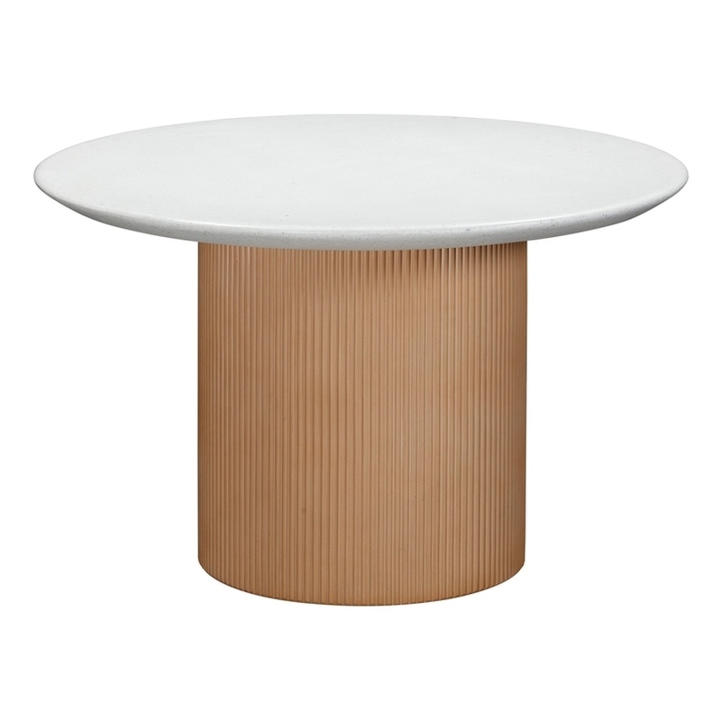 Pemberly Row Indoor / Outdoor Round Stone Dining Table in Terracotta
