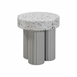 Pemberly Row Indoor / Outdoor Round Stone Side Table in Gray