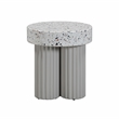 Pemberly Row Indoor / Outdoor Round Stone Side Table in Gray