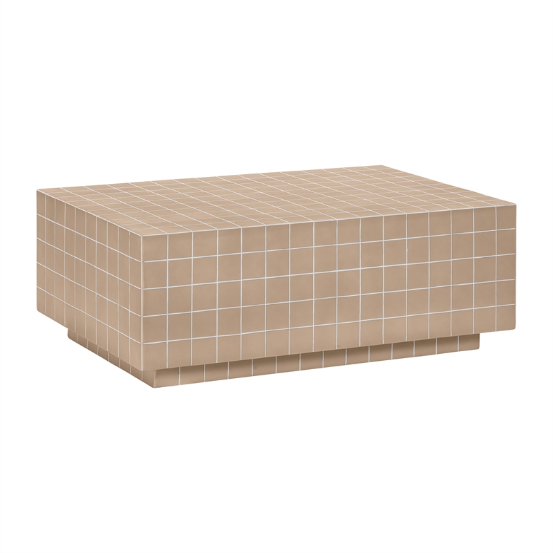 Pemberly Row Contemporary Taupe Tile Indoor / Outdoor Coffee Table