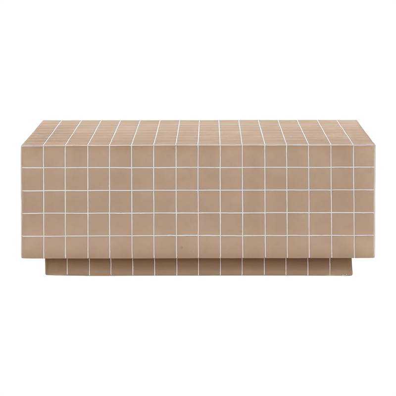 Pemberly Row Contemporary Taupe Tile Indoor / Outdoor Coffee Table
