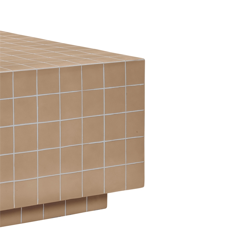 Pemberly Row Contemporary Taupe Tile Indoor / Outdoor Coffee Table