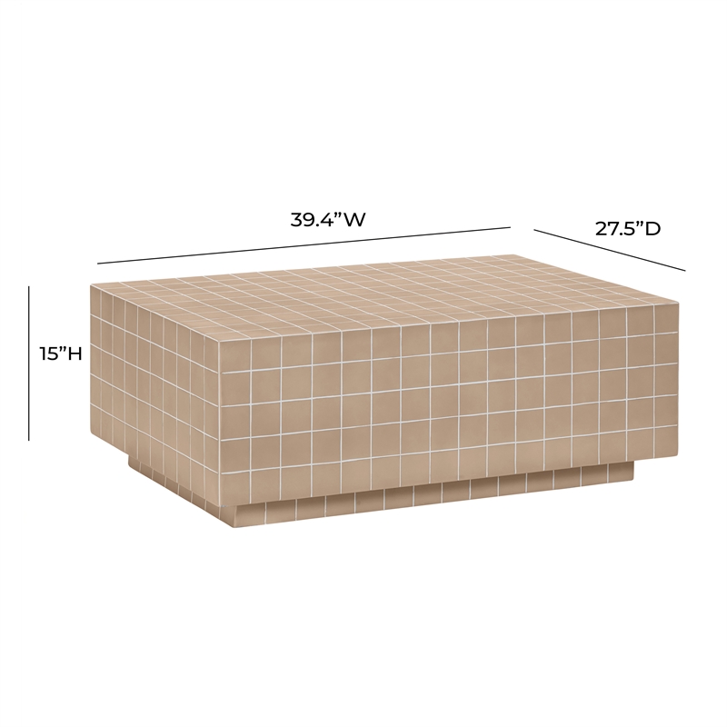 Pemberly Row Contemporary Taupe Tile Indoor / Outdoor Coffee Table