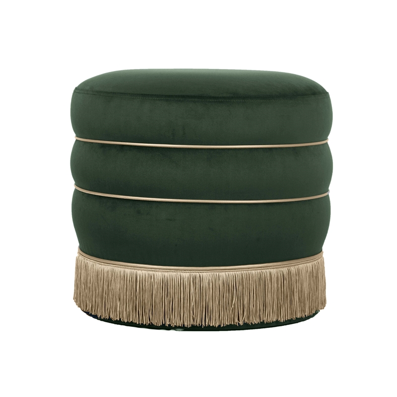 Pemberly Row Handmade Transitional Accent Green Velvet Ottoman