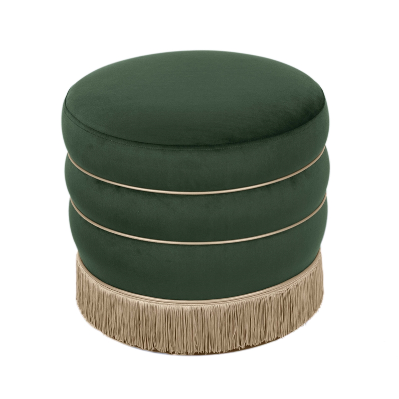 Pemberly Row Handmade Transitional Accent Green Velvet Ottoman