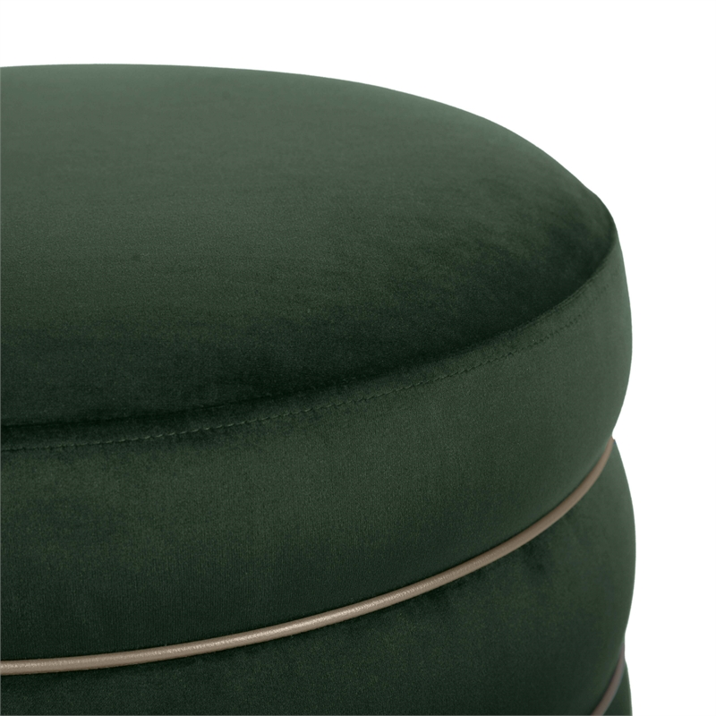 Pemberly Row Handmade Transitional Accent Green Velvet Ottoman