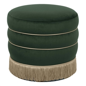 Pemberly Row Handmade Transitional Accent Green Velvet Ottoman