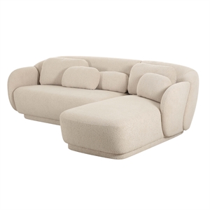 Pemberly Row Handmade Mid-Century Cream Boucle Sectional - RAF