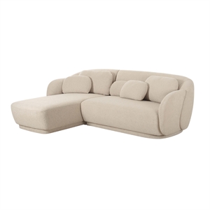 Pemberly Row Handmade Mid-Century Cream Boucle Sectional - LAF