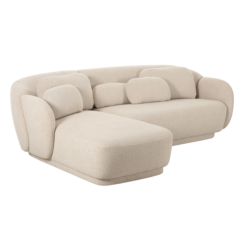 Pemberly Row Handmade Mid-Century Cream Boucle Sectional - LAF