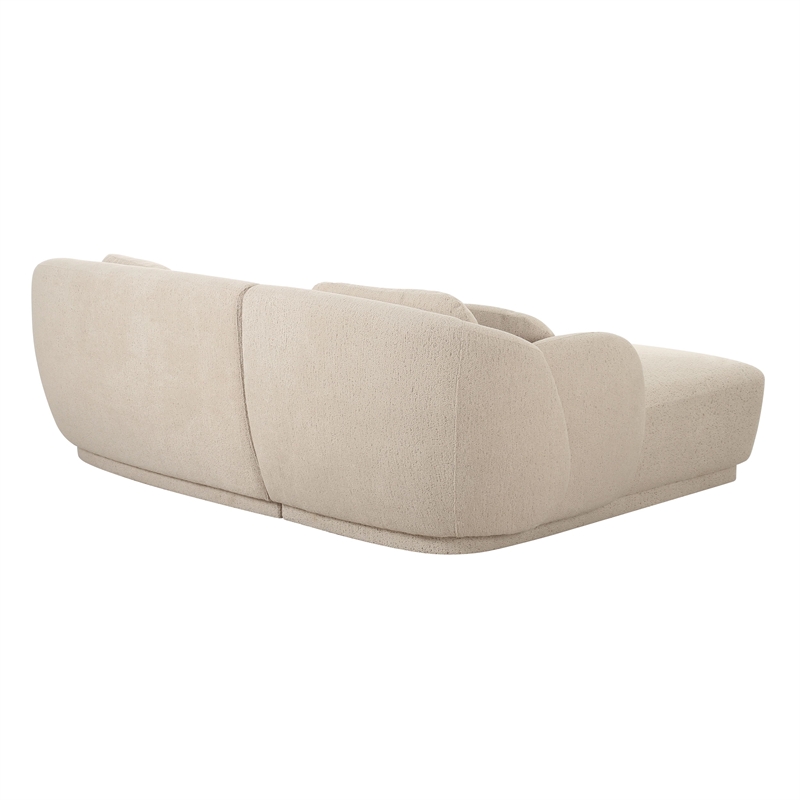 Pemberly Row Handmade Mid-Century Cream Boucle Sectional - LAF