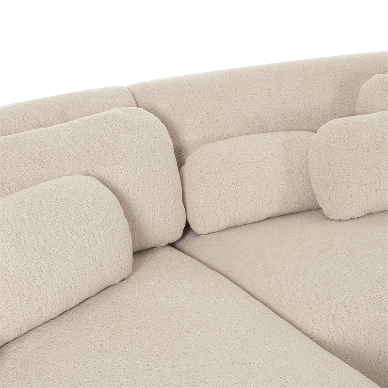 Pemberly Row Handmade Mid-Century Cream Boucle Sectional - LAF