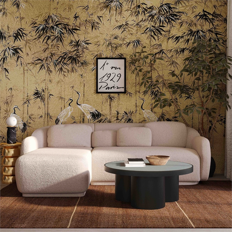 Pemberly Row Handmade Mid-Century Cream Boucle Sectional - LAF