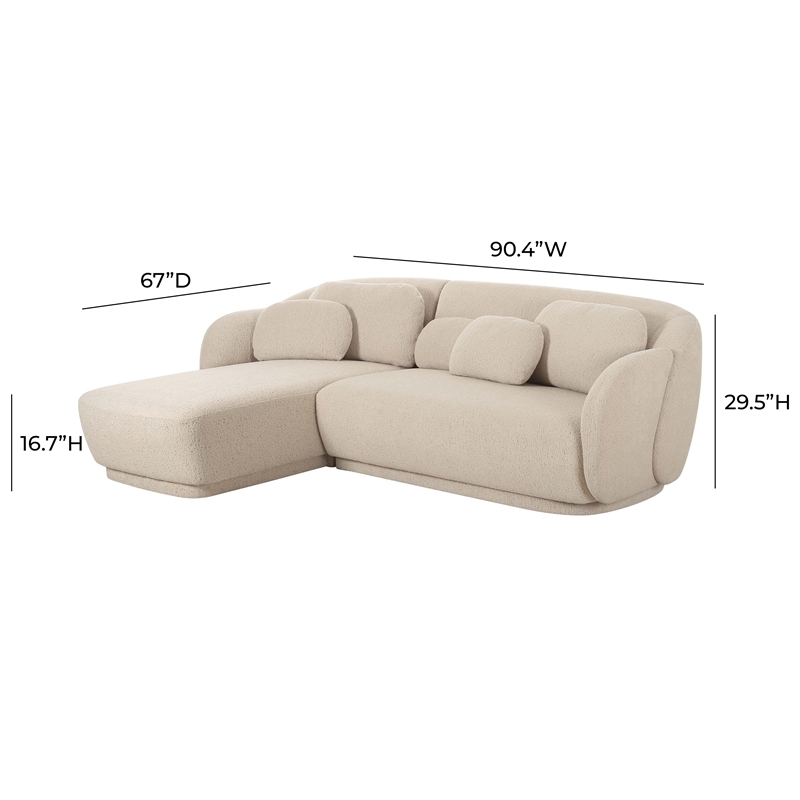 Pemberly Row Handmade Mid-Century Cream Boucle Sectional - LAF