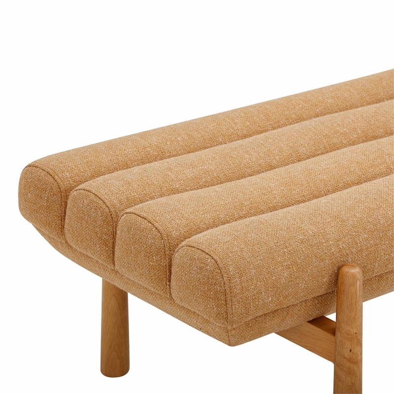 Pemberly Row Contemporary Sunflower Yellow Heavy Linen Bench
