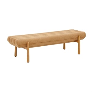 Pemberly Row Contemporary Sunflower Yellow Heavy Linen Bench
