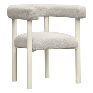 Pemberly Row Contemporary Cream Outdoor Textured Dining Chair