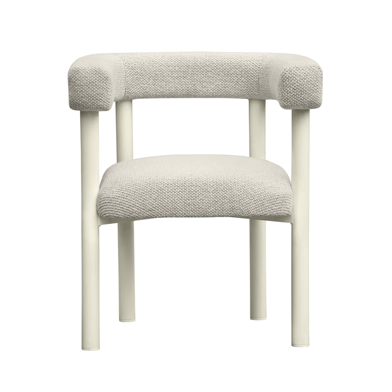 Pemberly Row Contemporary Cream Outdoor Textured Dining Chair