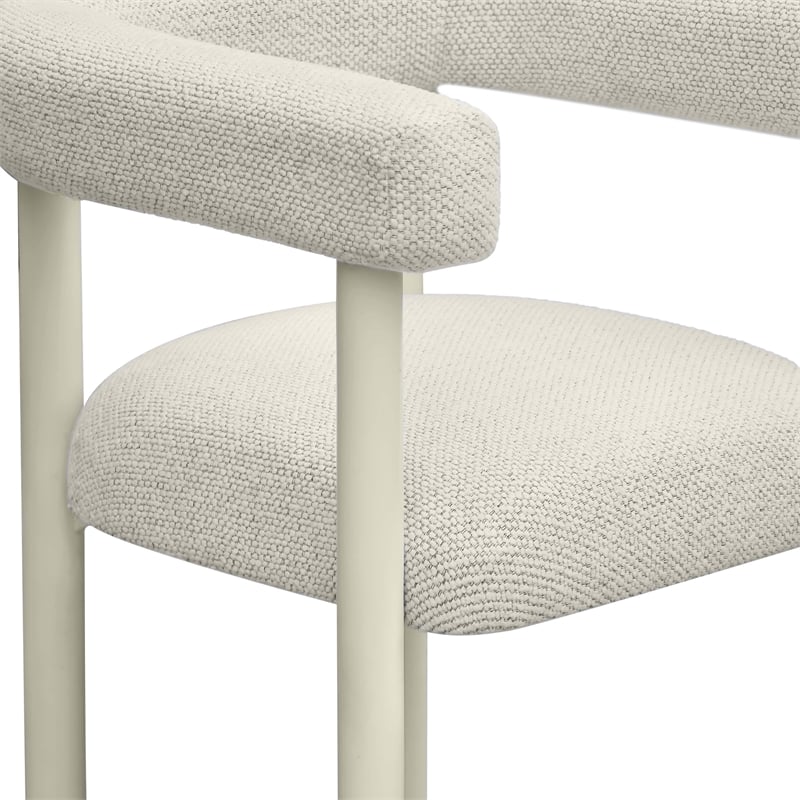 Pemberly Row Contemporary Cream Outdoor Textured Dining Chair