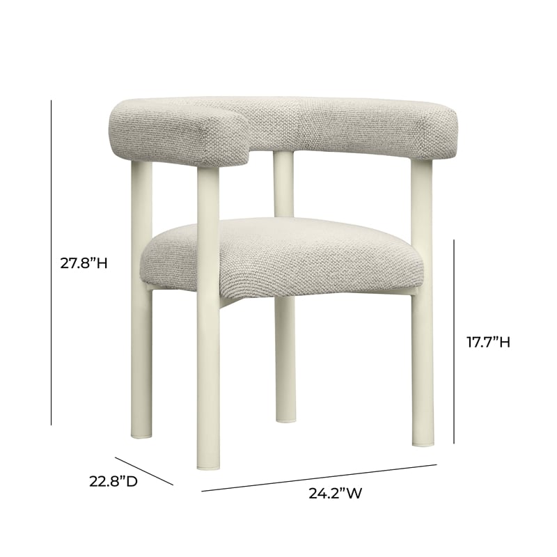 Pemberly Row Contemporary Cream Outdoor Textured Dining Chair