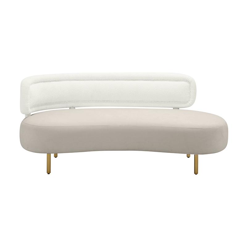 Pemberly Row Contemporary Accent Cream Boucle & Gray Velvet Sofa