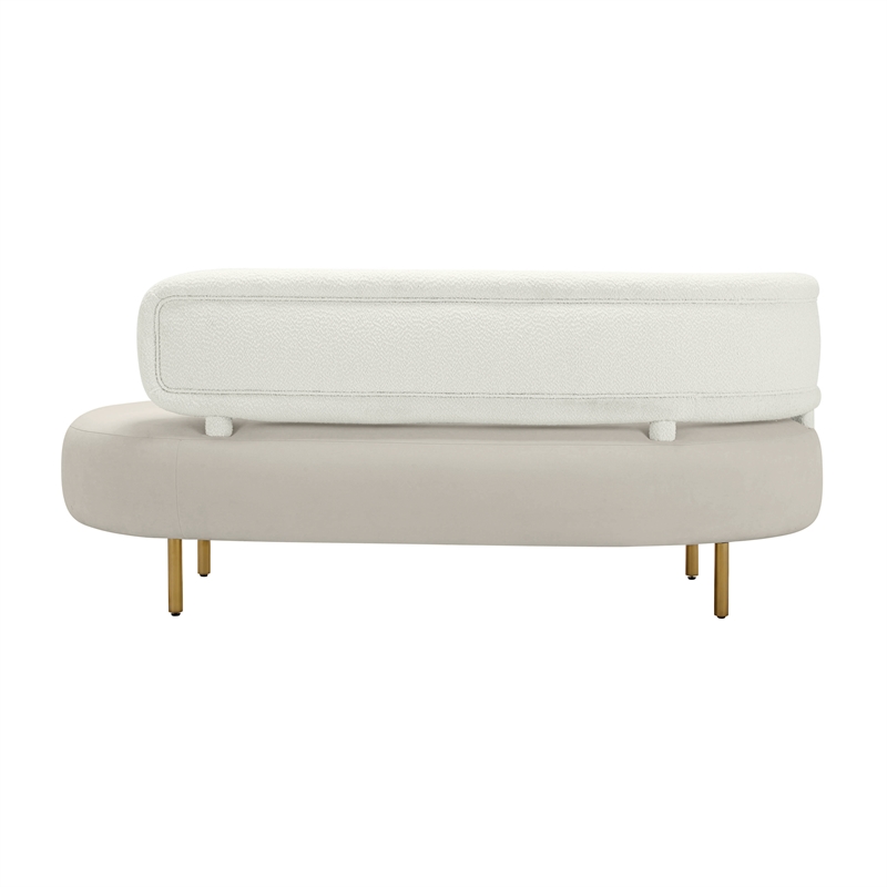 Pemberly Row Contemporary Accent Cream Boucle & Gray Velvet Sofa