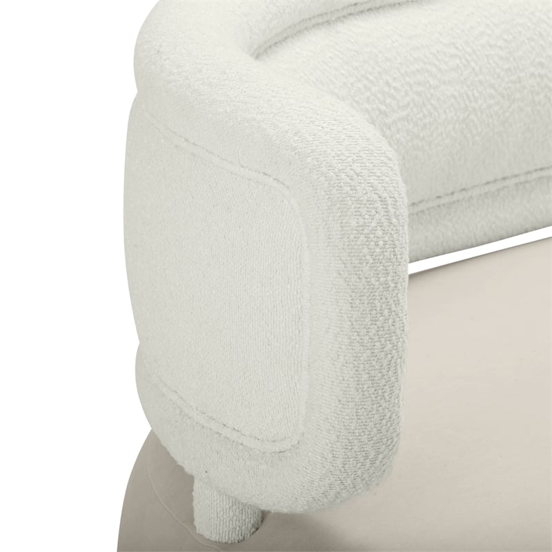 Pemberly Row Contemporary Accent Cream Boucle & Gray Velvet Sofa