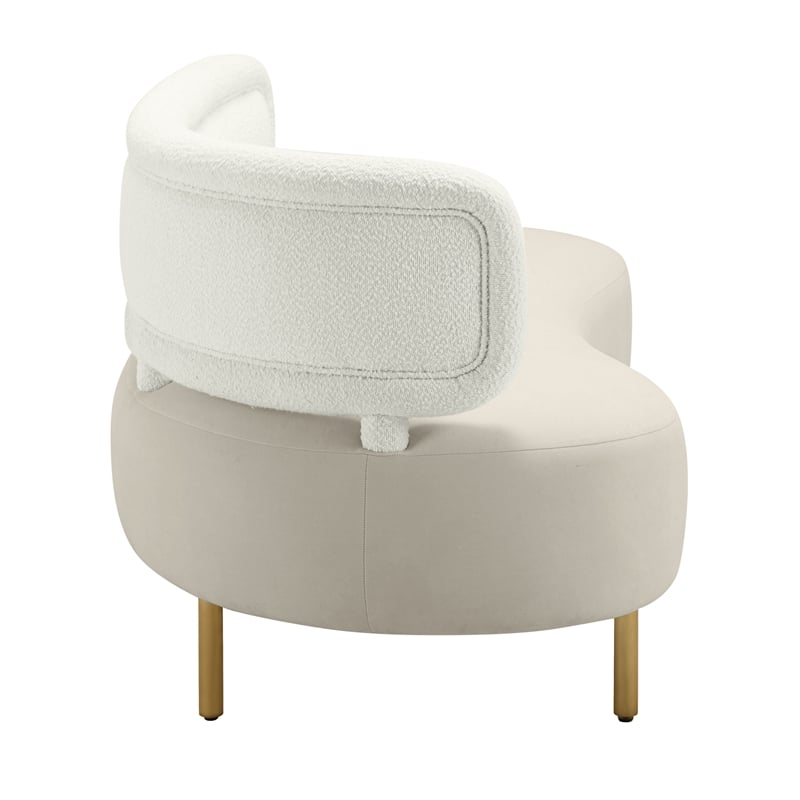 Pemberly Row Contemporary Accent Cream Boucle & Gray Velvet Sofa
