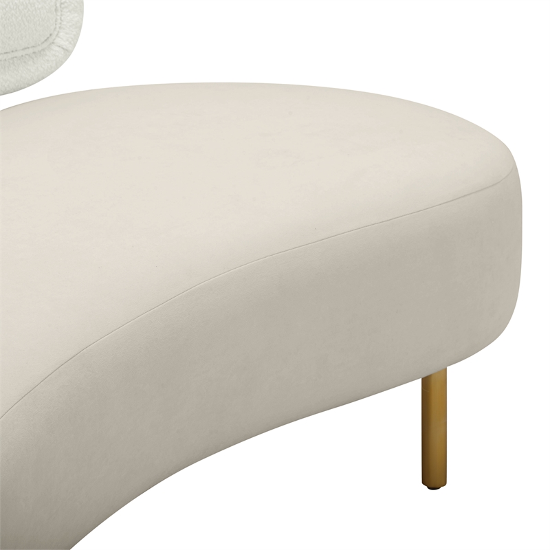 Pemberly Row Contemporary Accent Cream Boucle & Gray Velvet Sofa