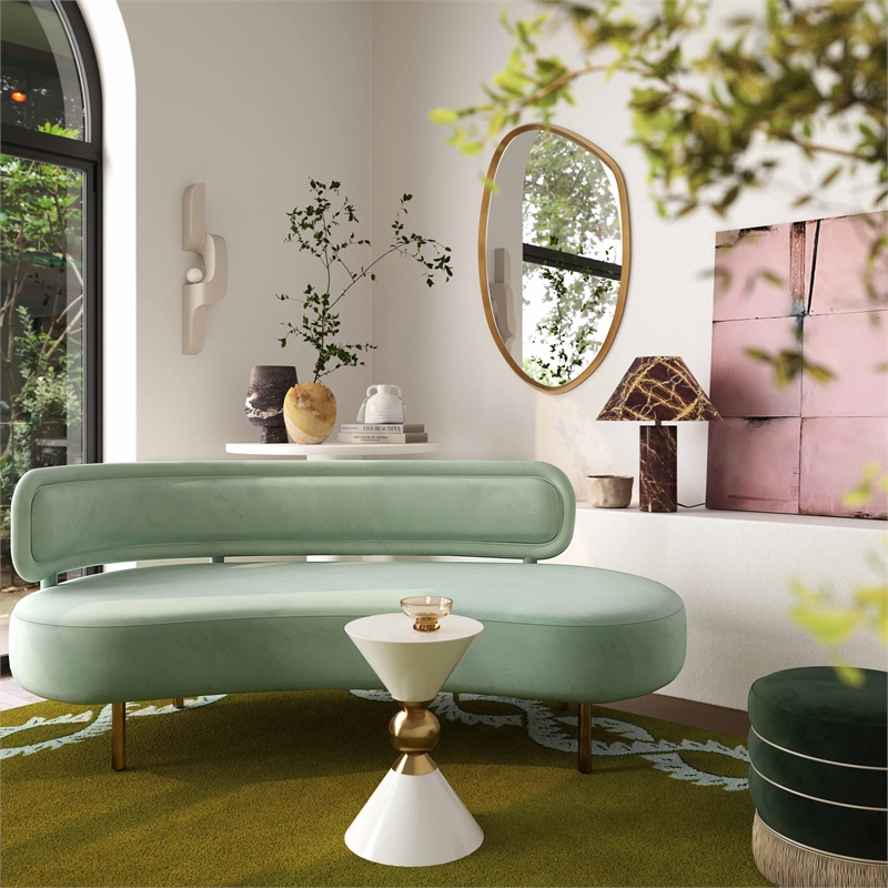Pemberly Row Handmade Contemporary Accent Mint Green Velvet Sofa