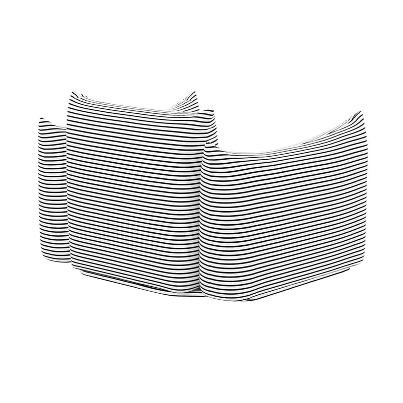 Pemberly Row Pearl and Black Striped Stuffed Outdoor Armchair