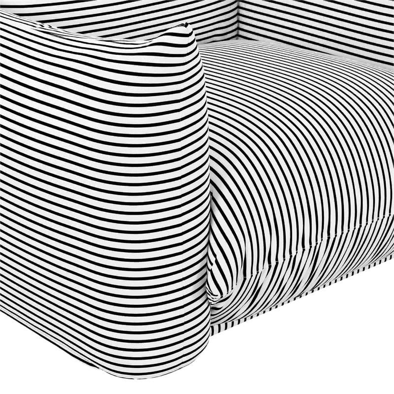 Pemberly Row Pearl and Black Striped Stuffed Outdoor Armchair