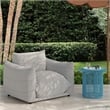 Pemberly Row Pearl and Black Striped Stuffed Outdoor Armchair
