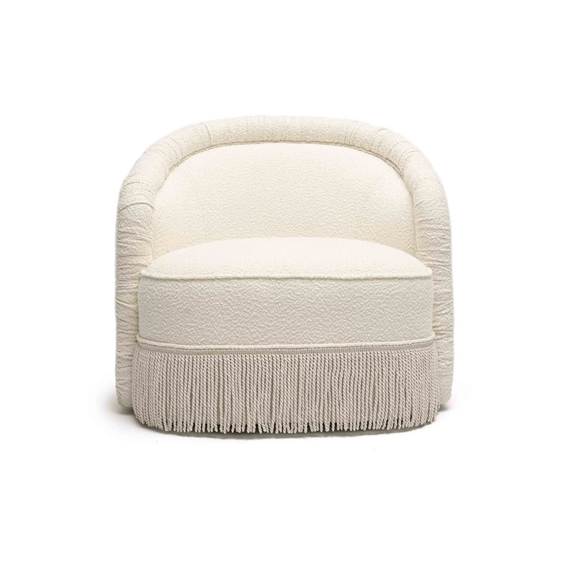 Pemberly Row Transitional Accent Cream Finish Boucle Lounge Chair