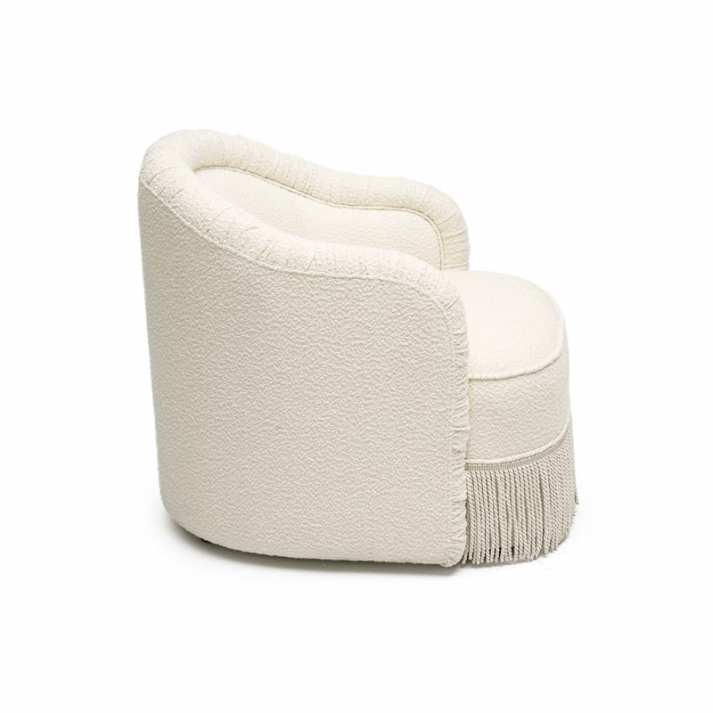 Pemberly Row Transitional Accent Cream Finish Boucle Lounge Chair